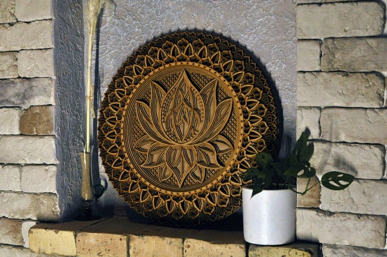 ๐-Lotus Flower Elegant Wooden Mandala