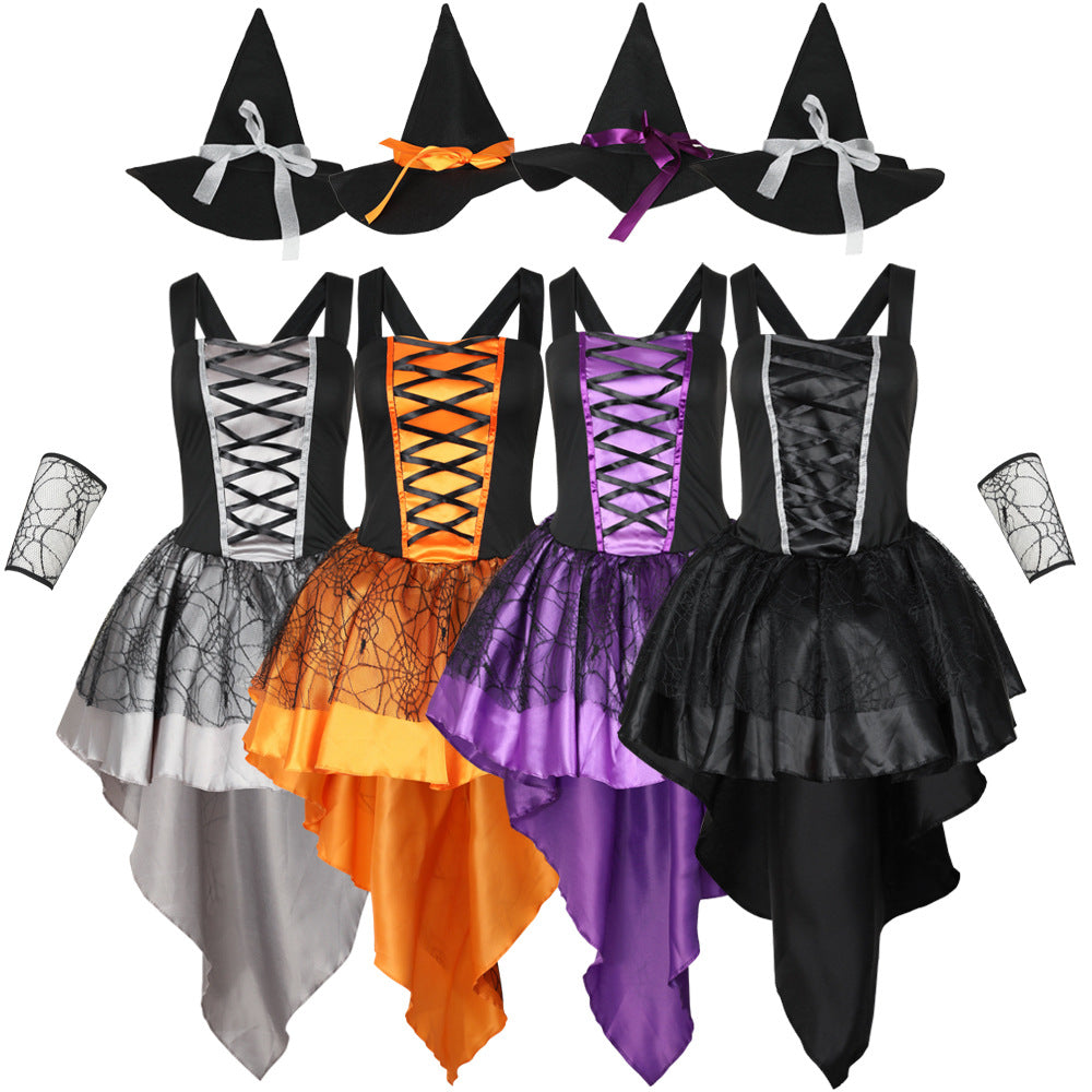 Halloween Sexy Mesh Suspender Witch Party Dress