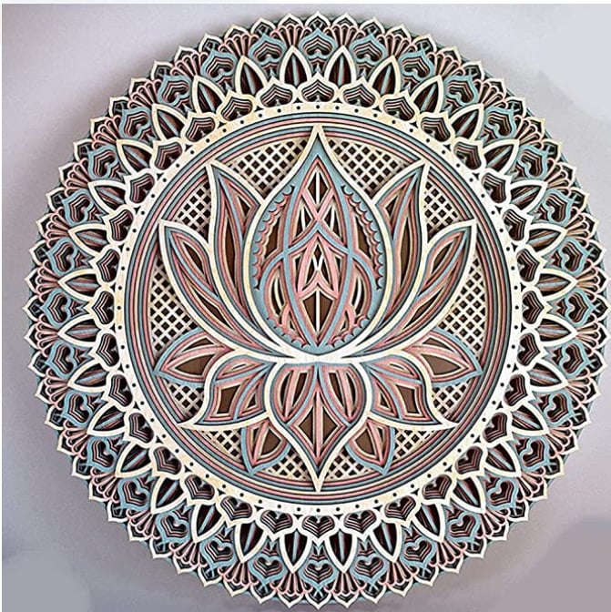 ๐-Lotus Flower Elegant Wooden Mandala