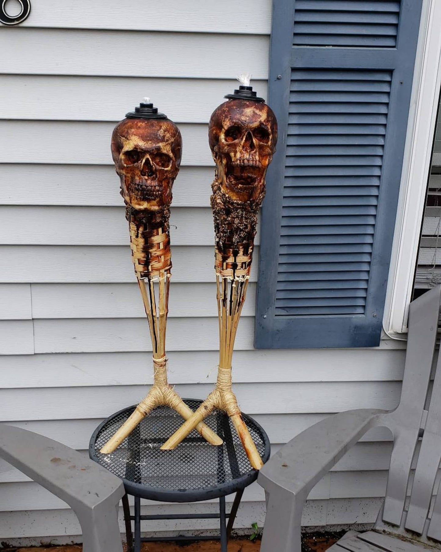 šHandmade Skull Tiki Torch