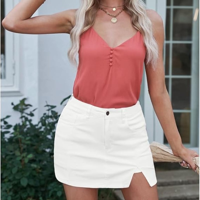 👖✨ Women’s High-Waisted Denim Skort – Mini Skirt Vibes with Shorts Comfort! 🔥💃