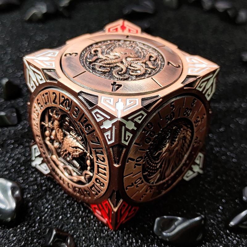 New DND Fidget Spinner DICE: 7-in-1 Metal DND Dice Cube – 6-Sided Rotating Polyhedral Dice, Tabletop RPG Accessory for DMs and Player