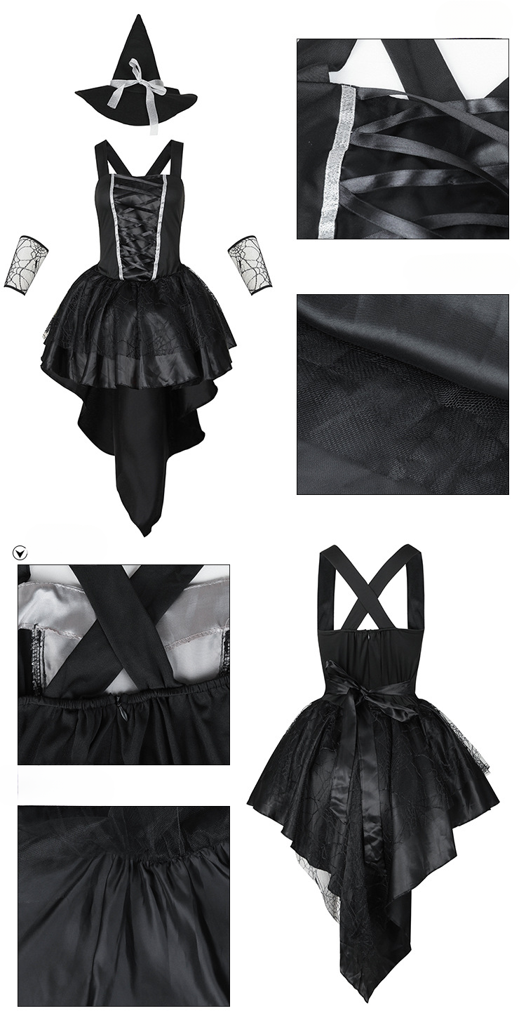 Halloween Sexy Mesh Suspender Witch Party Dress