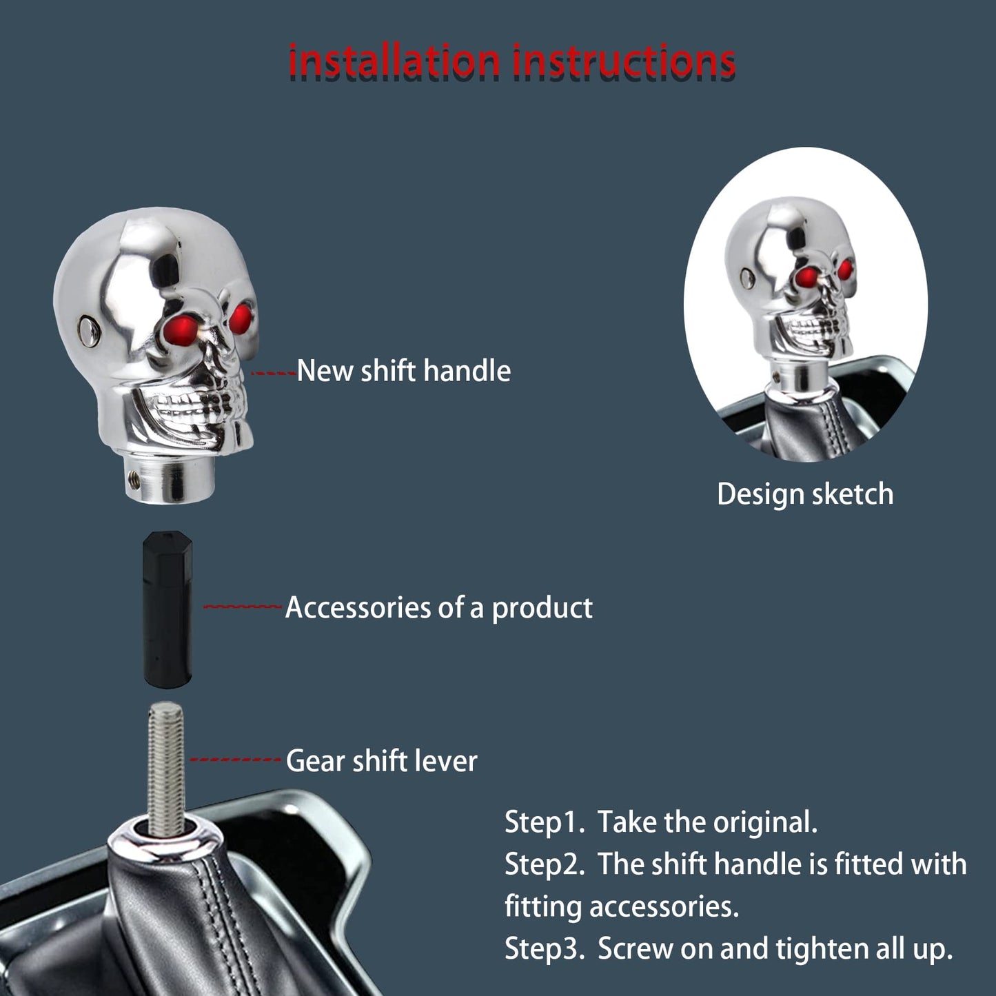 Skull Shifter Knob Fit Most Automatic Transmissions