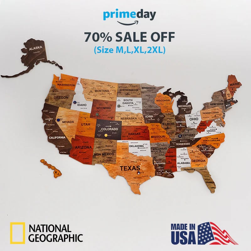 The United States Wooden Map Puzzle Full Packed (Made in USA)