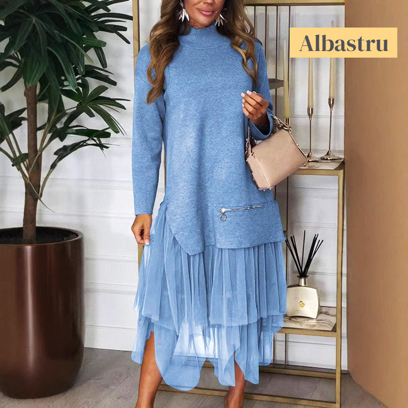 π Two-Piece Set: Long Sleeve Top and Tulle Skirt for Women