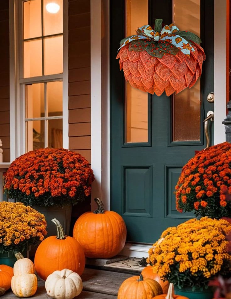 ๐ฅLast Day 60% OFF ๐ Farmhouse Pumpkin Wreath For Front Door