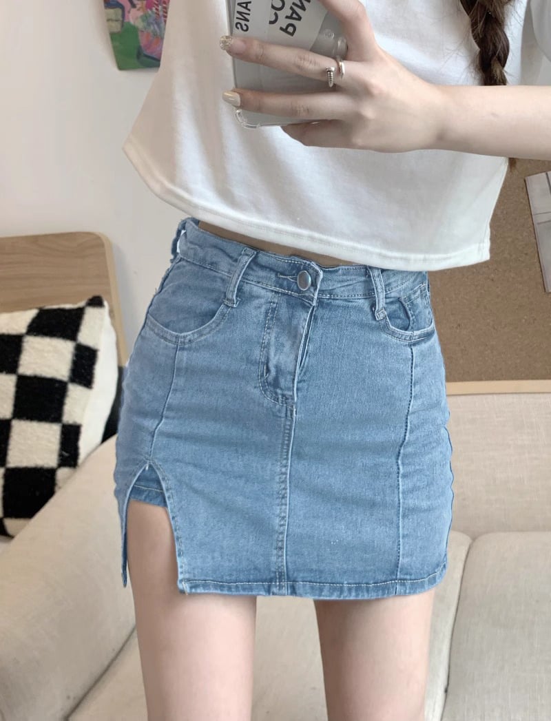 👖✨ Women’s High-Waisted Denim Skort – Mini Skirt Vibes with Shorts Comfort! 🔥💃