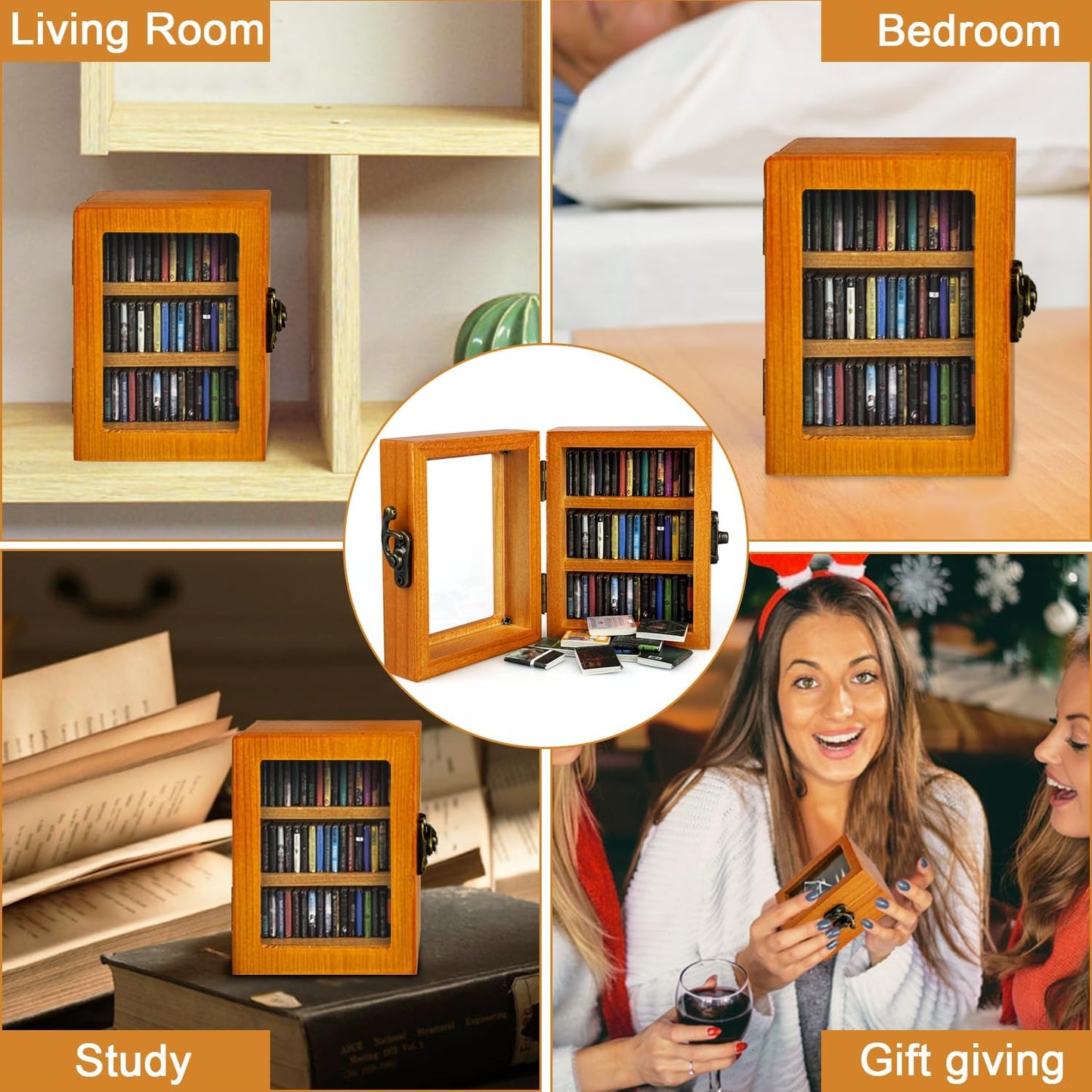 Handmade Anxiety Mini Wooden Book Storage Box