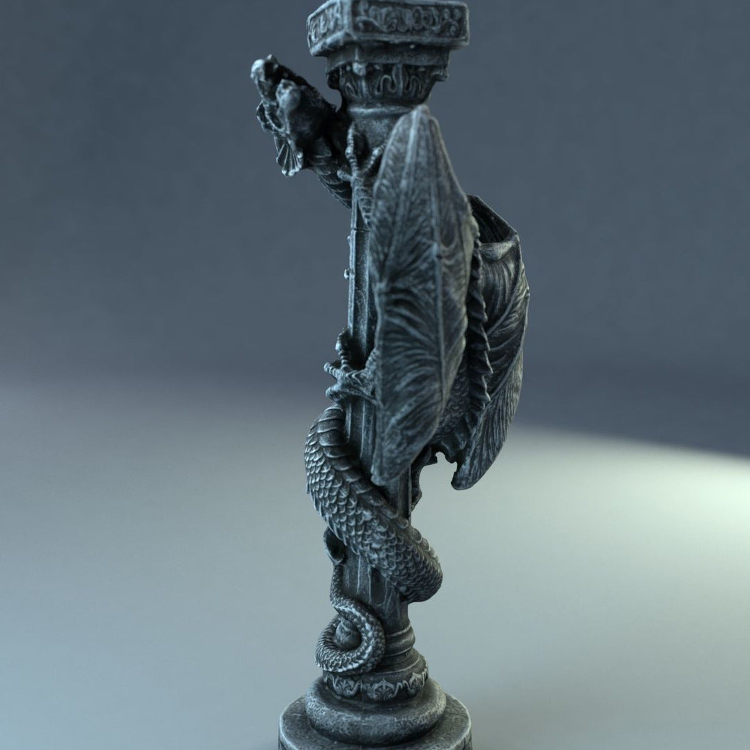 Flying dragon statue around the pillar resin table decoration