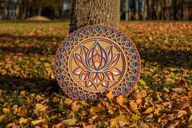 ๐-Lotus Flower Elegant Wooden Mandala