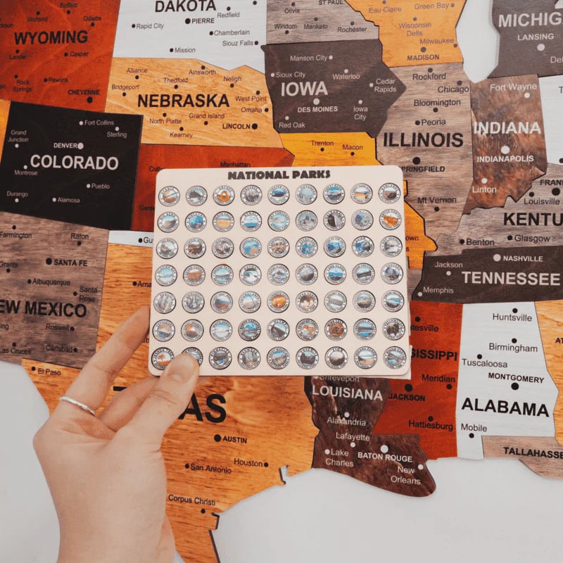 The United States Wooden Map Puzzle Full Packed (Made in USA)