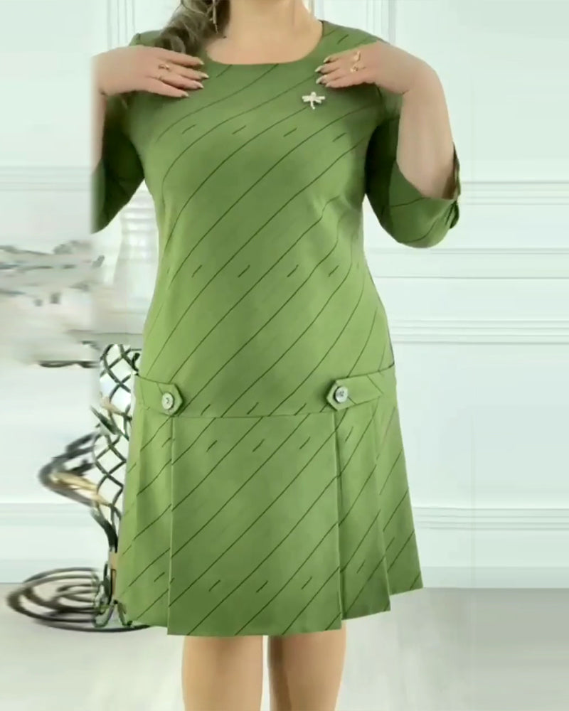 🔥2024 HOT SALE💃 Elegant Round Neck Print Dress