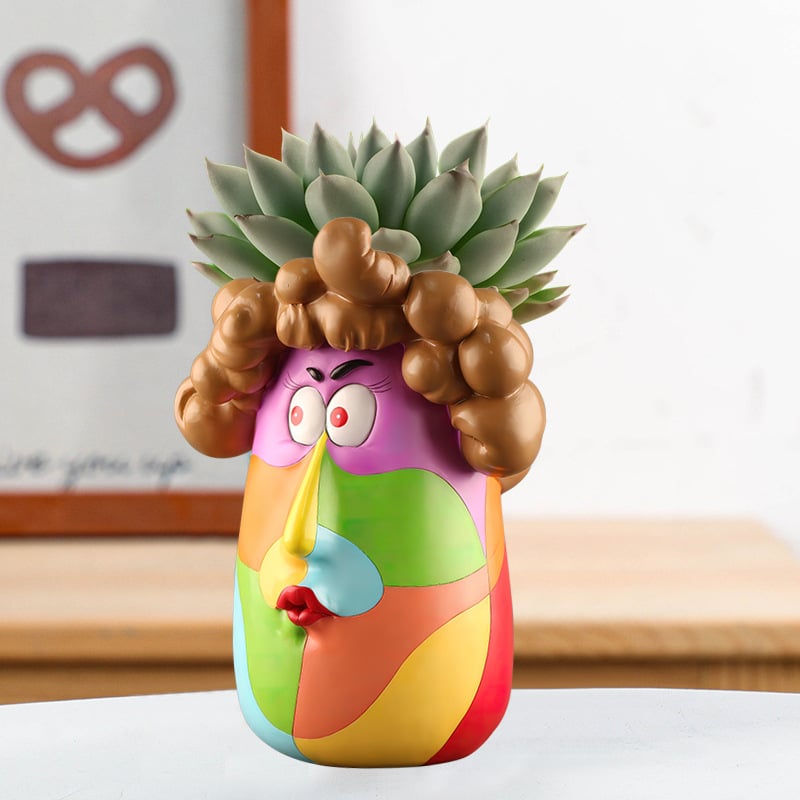 Abstract Rainbow Head Flower Planters Pots