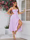 💐Ruched Bust Split Thigh Cami Dress