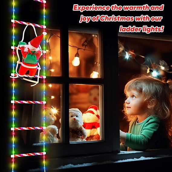 🎅🎄Christmas Decorative Ladder Lights with Climbing Santa Claus