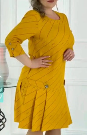 🔥2024 HOT SALE💃 Elegant Round Neck Print Dress