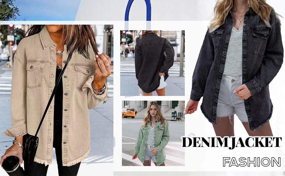 đź’•Women's Raw Edge Ripped Denim Jacket