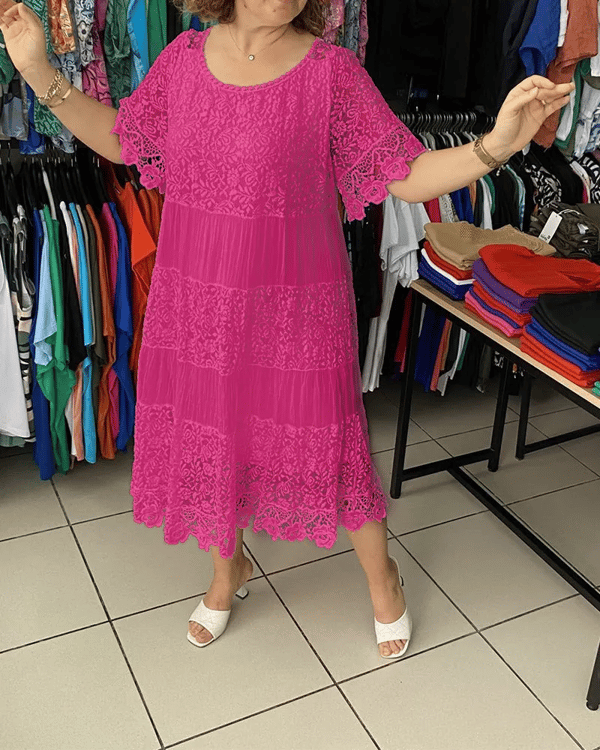🔥49% OFF🔥 Solid Color Short Sleeve Lace Dress