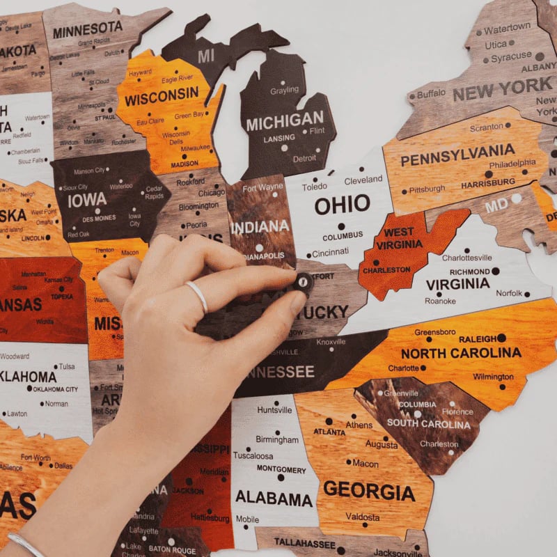 The United States Wooden Map Puzzle Full Packed (Made in USA)
