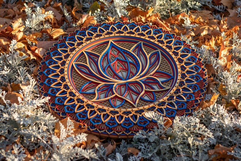 ๐-Lotus Flower Elegant Wooden Mandala