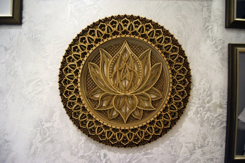 ๐-Lotus Flower Elegant Wooden Mandala