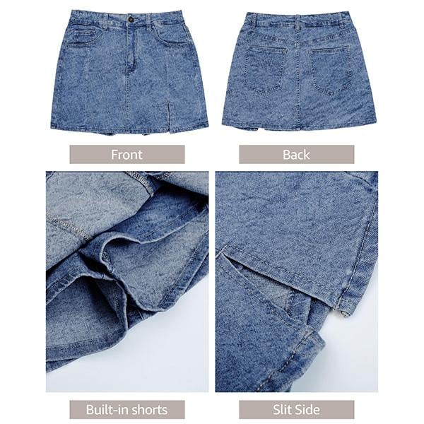 👖✨ Women’s High-Waisted Denim Skort – Mini Skirt Vibes with Shorts Comfort! 🔥💃