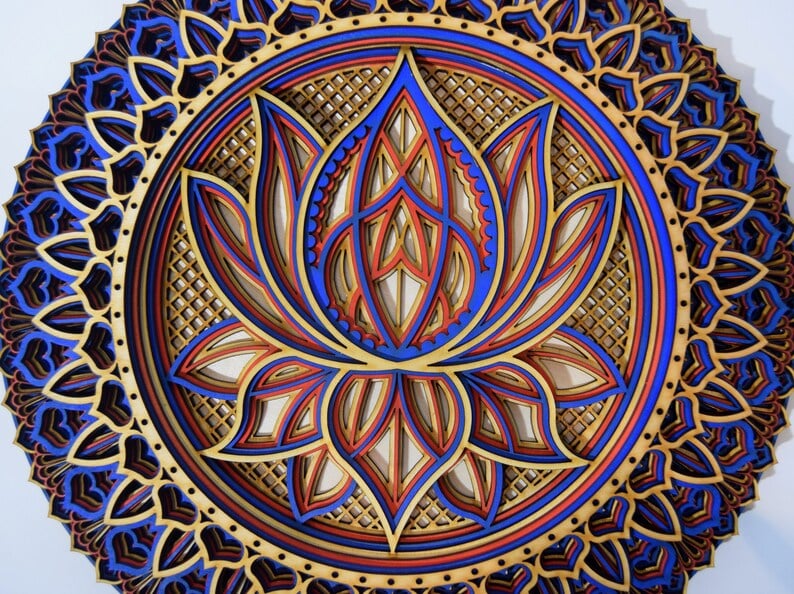 ๐-Lotus Flower Elegant Wooden Mandala