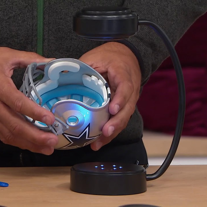 NFL Rotating Levitating Hover Helmet With LED Lighting & Hover Football With Bluetooth Speaker
