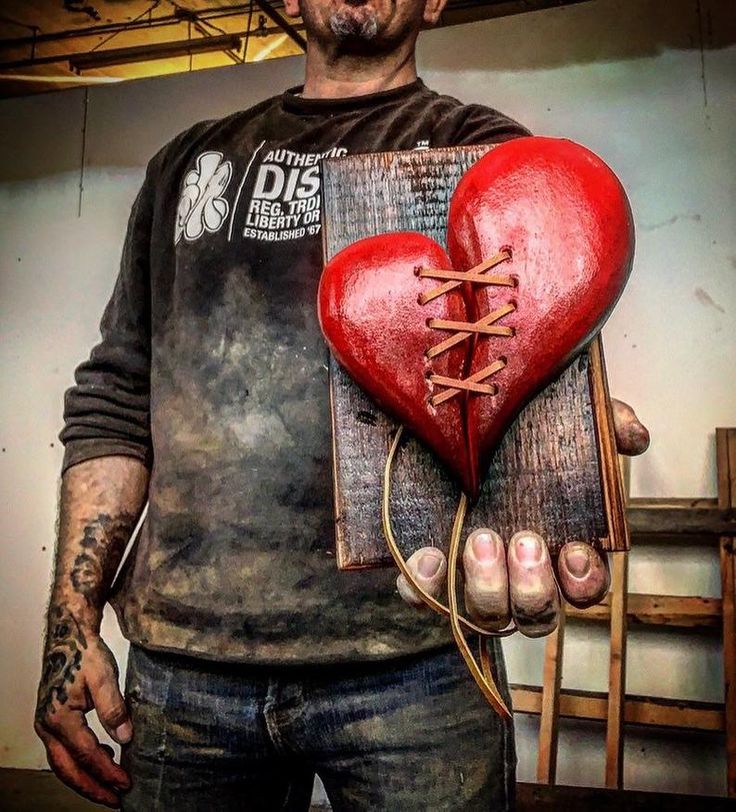 Handmade❤️🔥Wood Heart on Steel Pedestal Art Piece