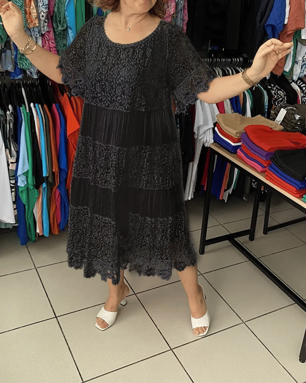 🔥49% OFF🔥 Solid Color Short Sleeve Lace Dress