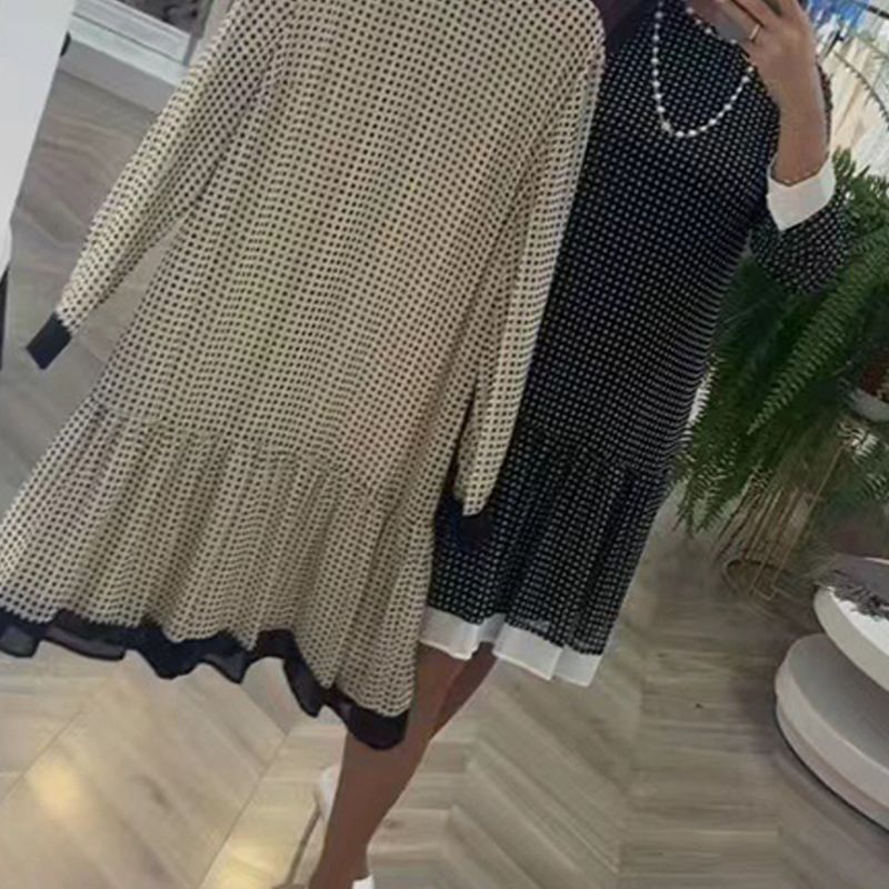 💃Women’s Elegant Round-neck Long-sleeve Polka Dot Dress