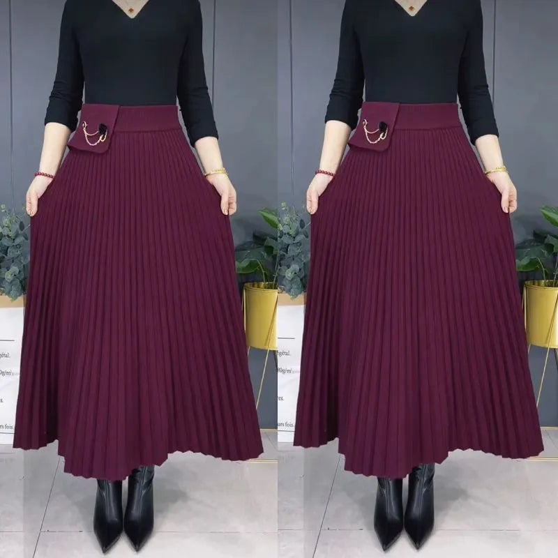 🎁Elegant Solid Color A-Line Pleated Skirt