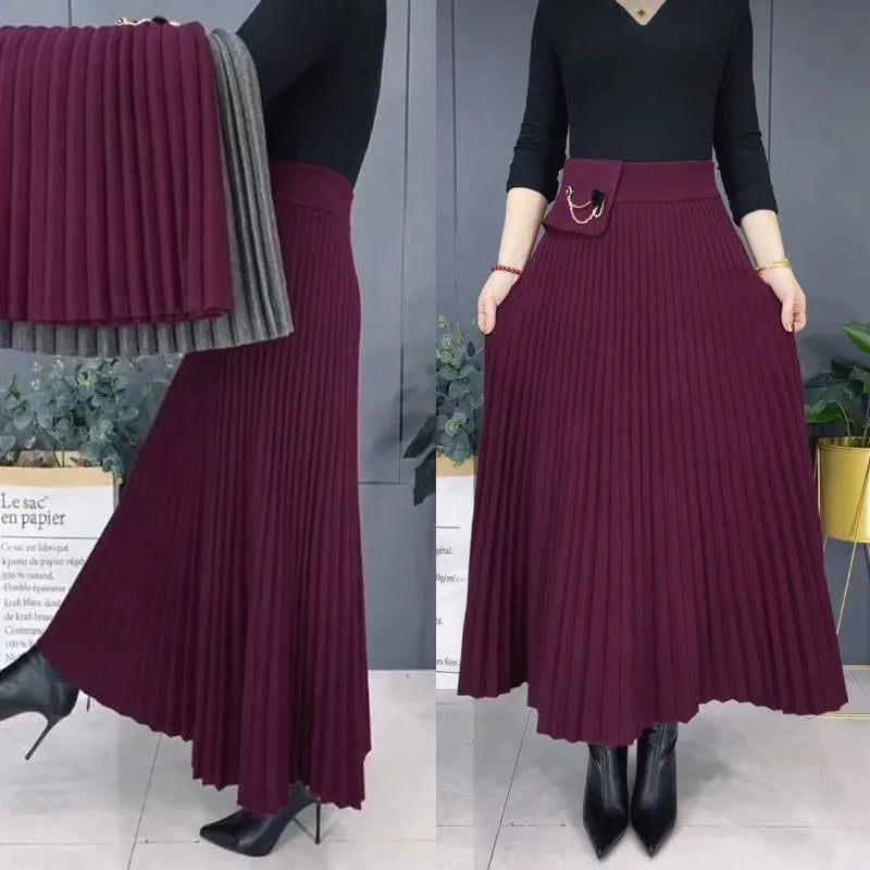 🎁Elegant Solid Color A-Line Pleated Skirt