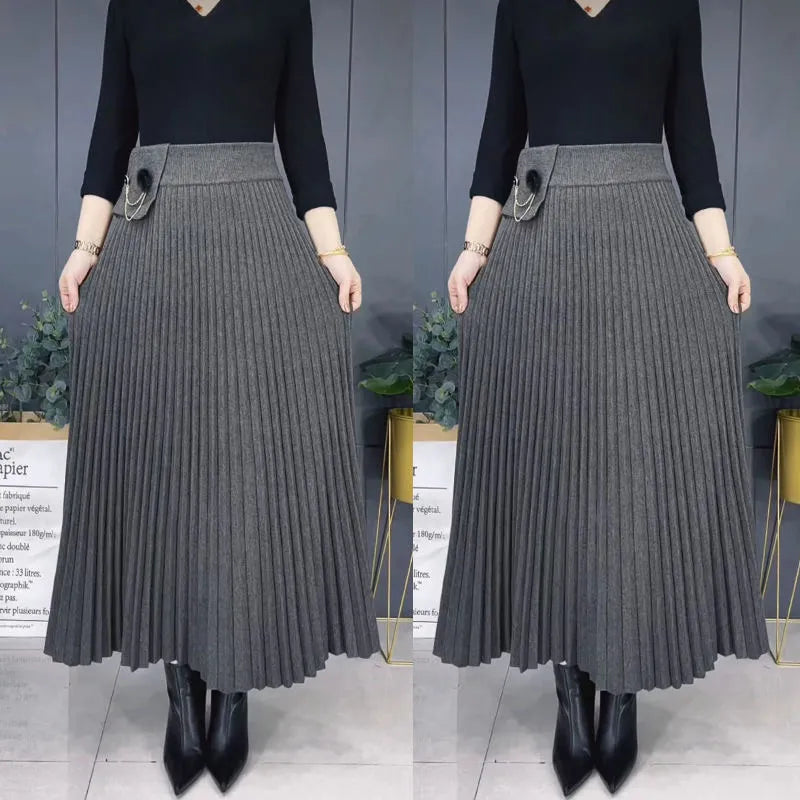 🎁Elegant Solid Color A-Line Pleated Skirt
