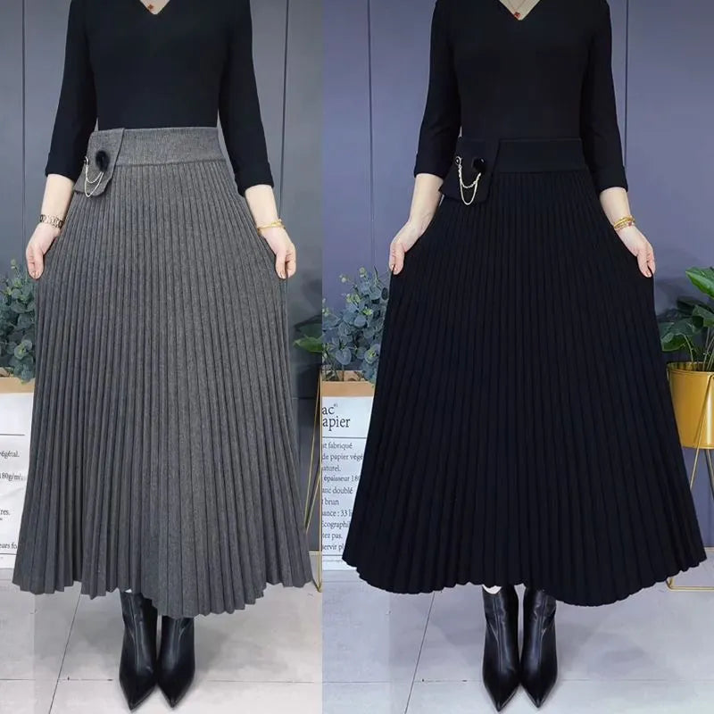🎁Elegant Solid Color A-Line Pleated Skirt