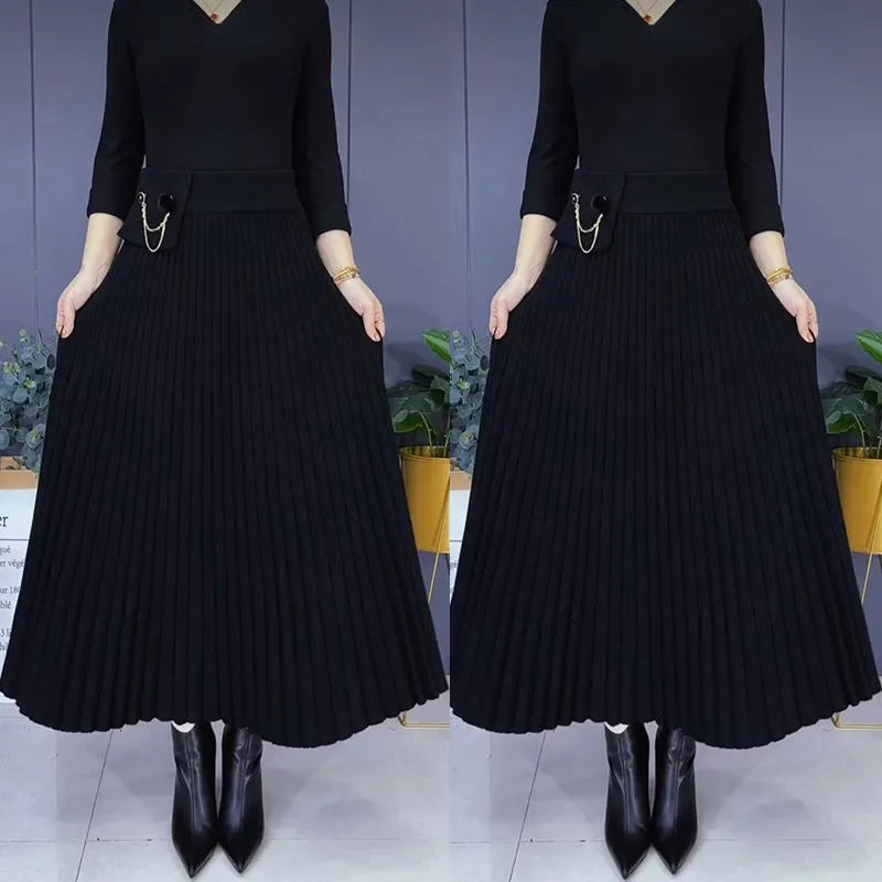 🎁Elegant Solid Color A-Line Pleated Skirt