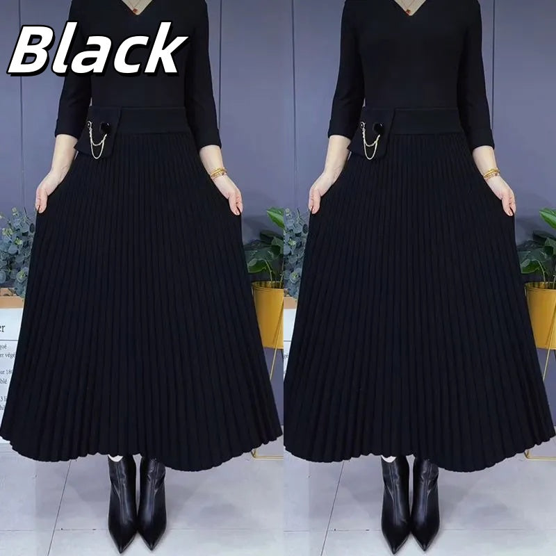🎁Elegant Solid Color A-Line Pleated Skirt