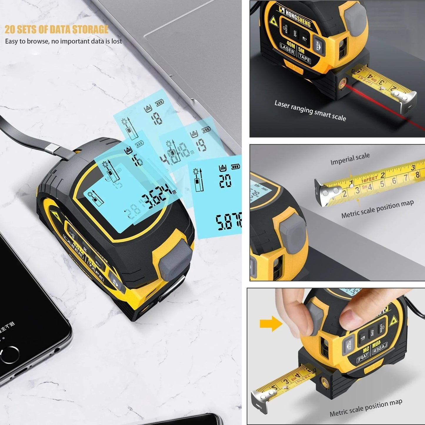 Made in Germany🎉3-In-1 Infrared Laser Tape Measuring