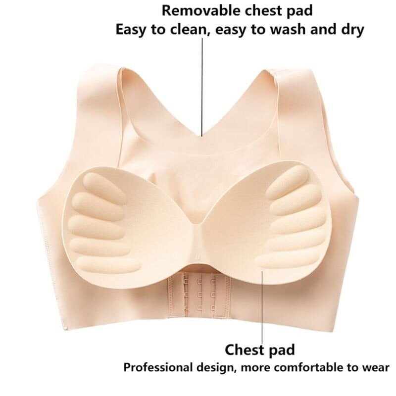 2PCS Unwired Front Buckle Push Up Adjustable Seamless Tank Bra