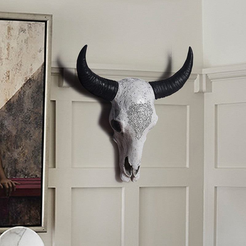 Retro cowhead skull wall hanging