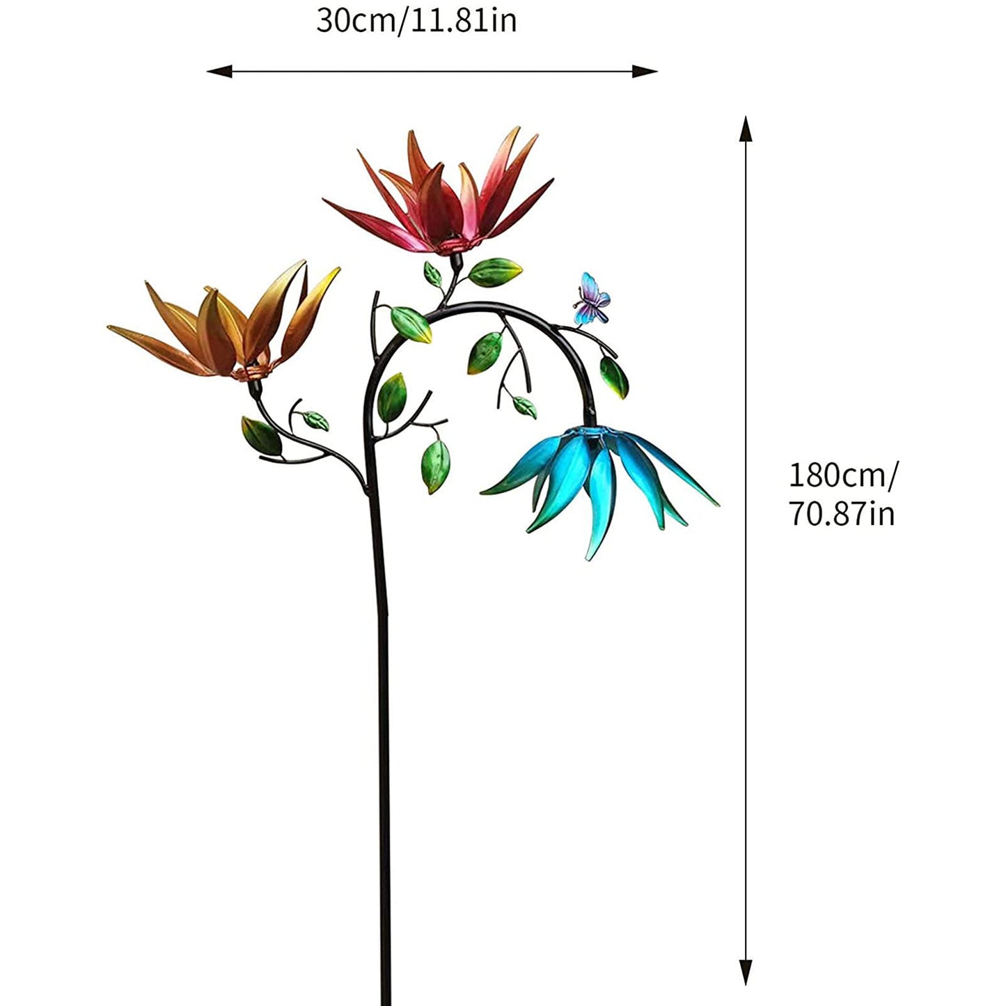 ( Gardening Upgrades)3 Colors Flowers Metal Windmill