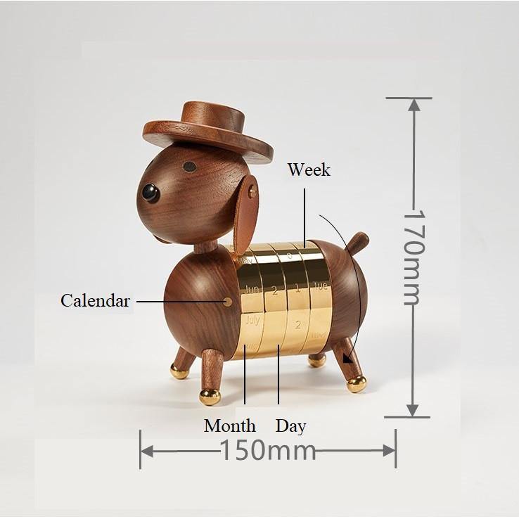 Dog Wooden Calendar Desktop Decoration