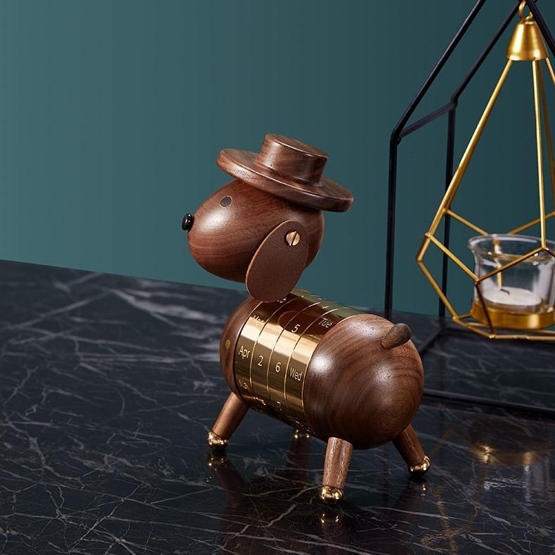 Dog Wooden Calendar Desktop Decoration