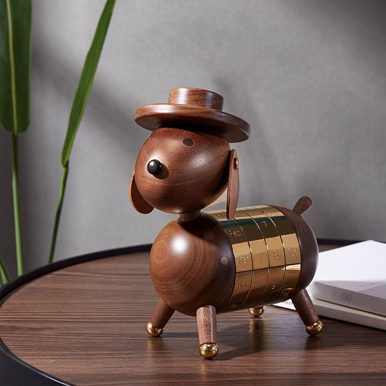 Dog Wooden Calendar Desktop Decoration