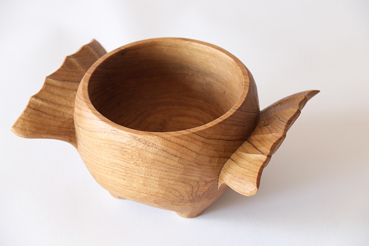 Double Wing Bowls Teak Wood Wooden Hand Carved Art Decor