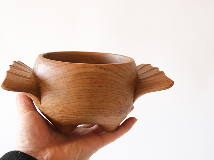 Double Wing Bowls Teak Wood Wooden Hand Carved Art Decor