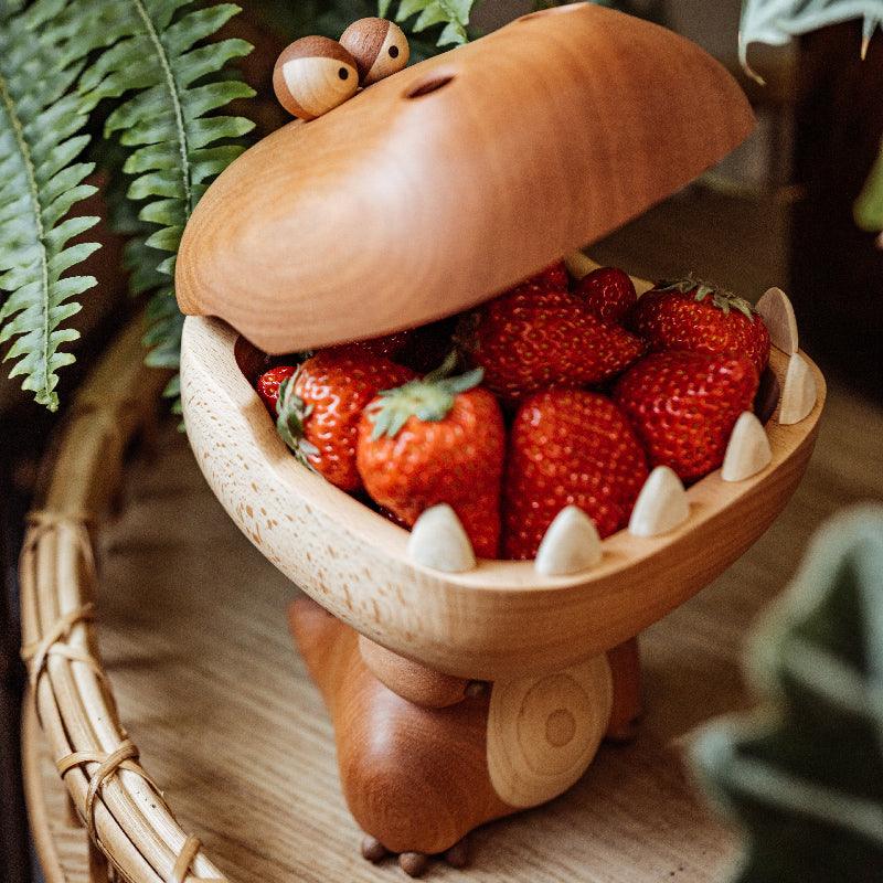 Hungry Big Mouth Dragon Storage Box Desktop Ornament Wooden