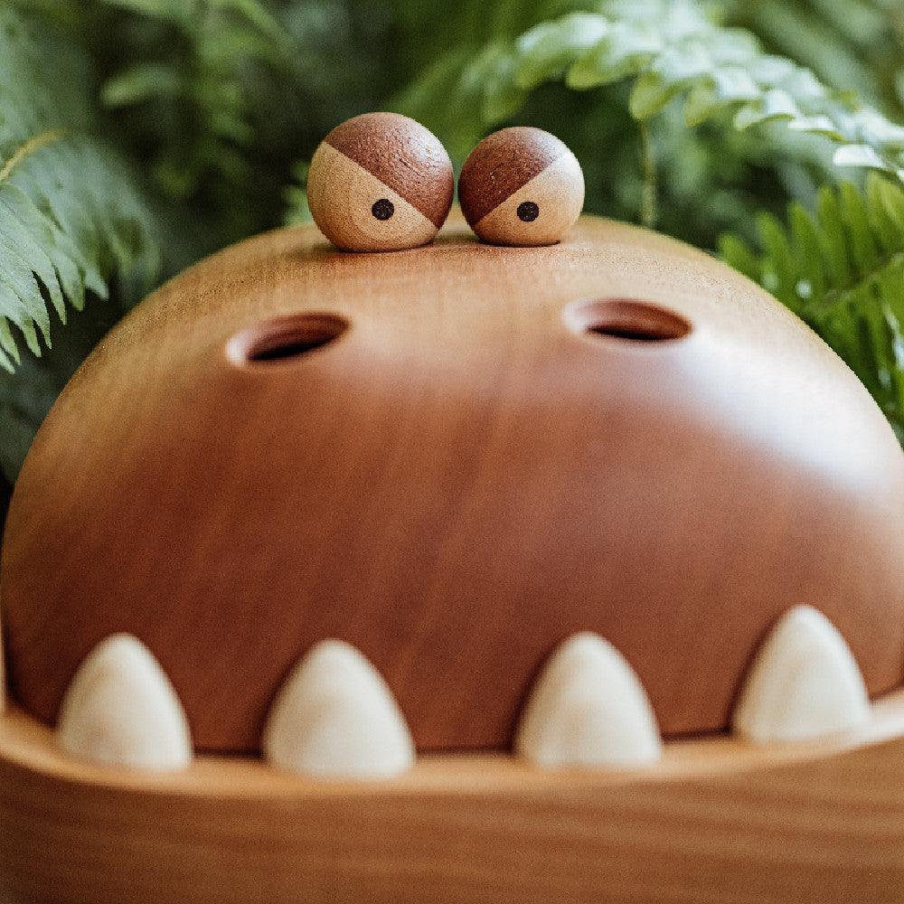 Hungry Big Mouth Dragon Storage Box Desktop Ornament Wooden