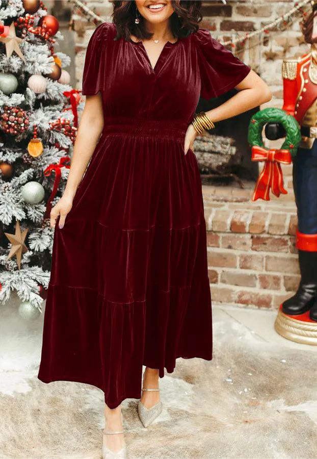💃Women‘s Velvet Tiered Maxi Dress - Early Christmas Sale 49% OFF (Free Shipping)